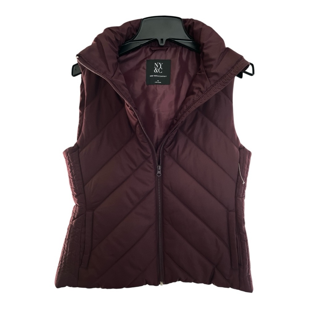 New York & Company Women's Plum Color, Sleeveless Vest Jacket Full Zip Sz M